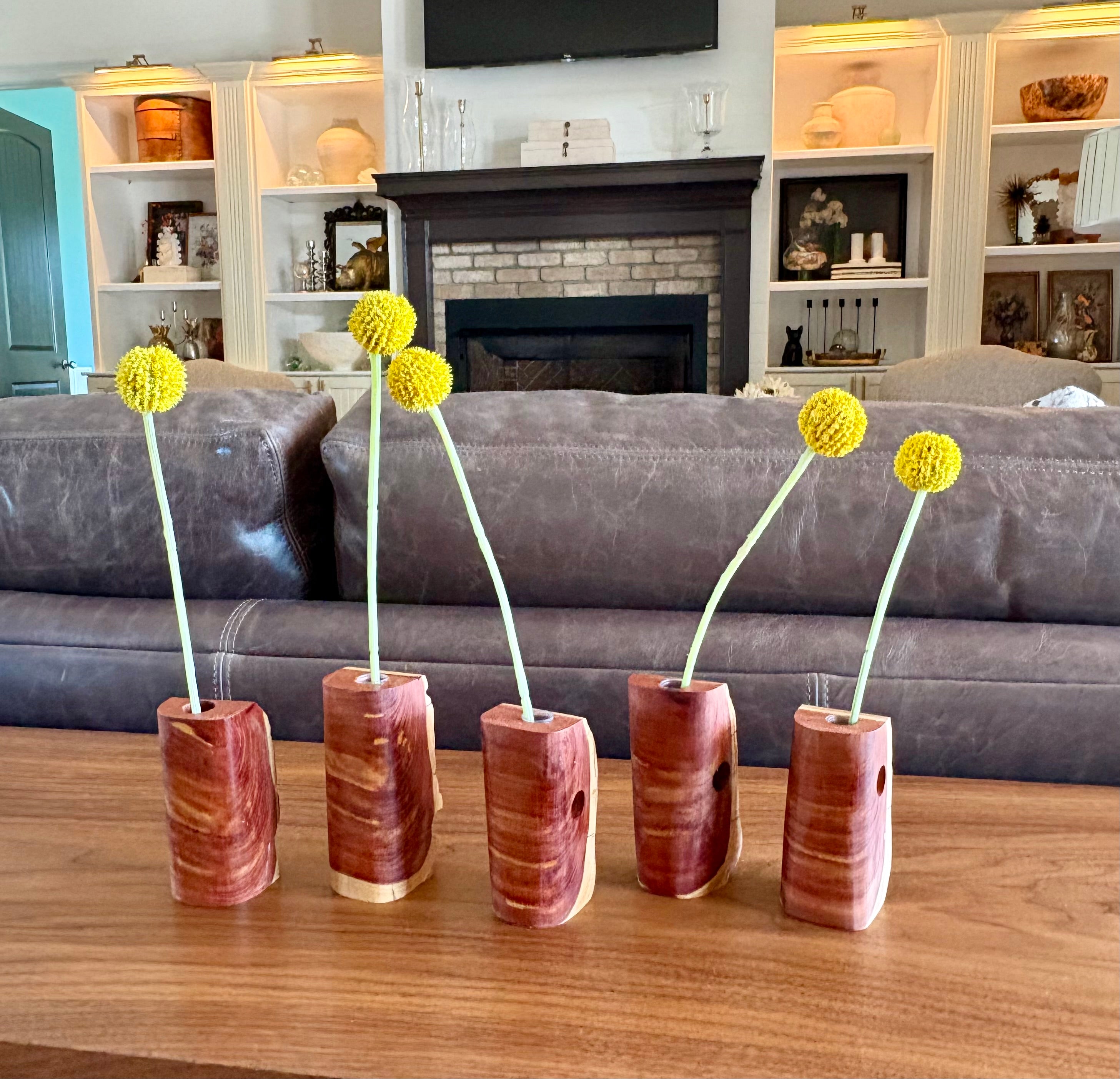 Natural Wood Bud Vase